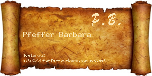 Pfeffer Barbara névjegykártya